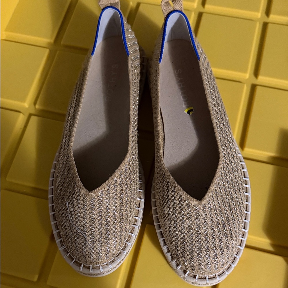 Rothy's Tan and Blue Flats